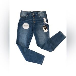 🔥$98 Tahari Amelia Seta Silk Denim Button Fly Skinny Women’s Jeans Size 14/32🔥